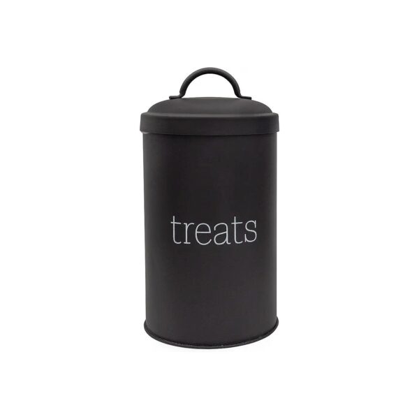 Modern Farmhouse Black Pet Treat Container with Rust-Free Steel and Airtight Seal