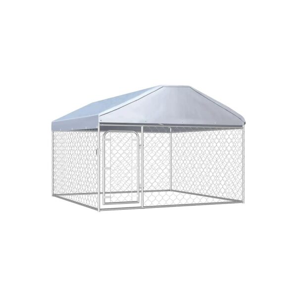 Modern Outdoor Dog Kennels with Roof and Metal Frame for Home Decor