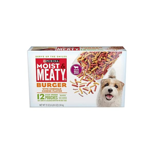 Moist and Meaty Adult Dog Food with Cheddar Cheese Flavor and Stay Fresh Pouches