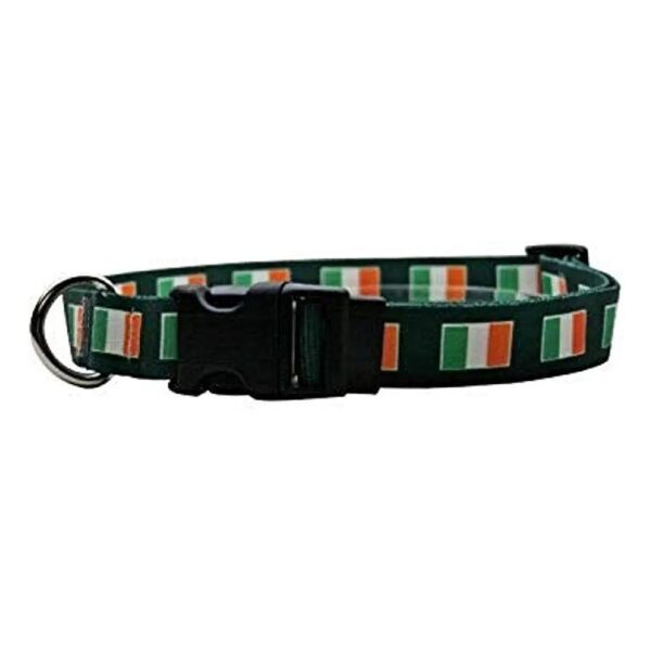 Multi-Color Irish Flag Dog Collar with Snap Closure for Large Dogs 18-28" Neck