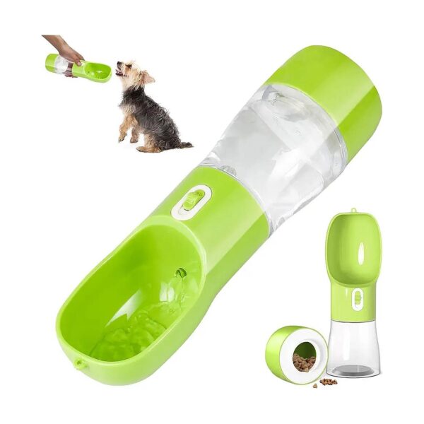 Multi-Functional Green Dog Water Bottle for Walking and Outside Fun