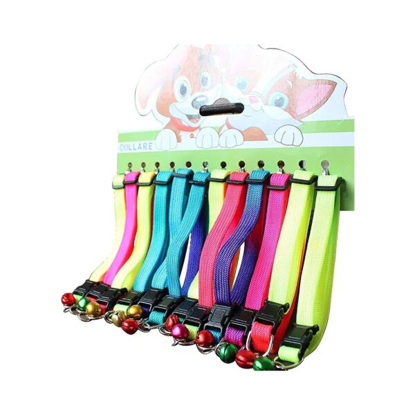 Multi-Purpose Adjustable Rainbow Collars with Jingle Bell for Cats and Small Puppies