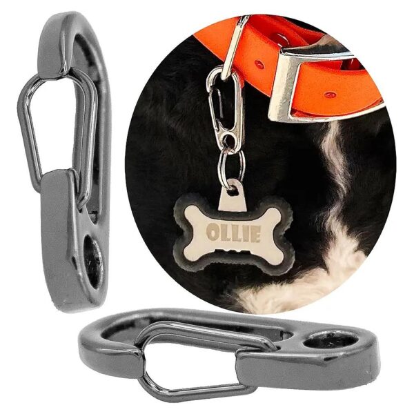 Multi-Purpose Heavy Duty Quick Release Dog Tag Clip for Collars Silver