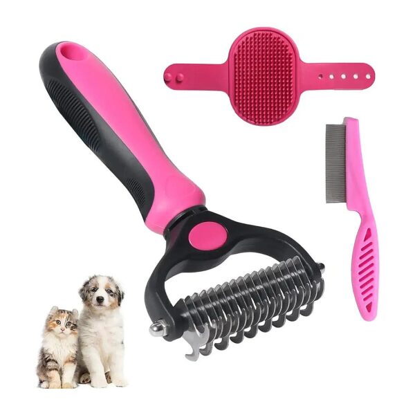 Multi-Purpose Pet Brush for Dematting, Shedding, and Smoothing