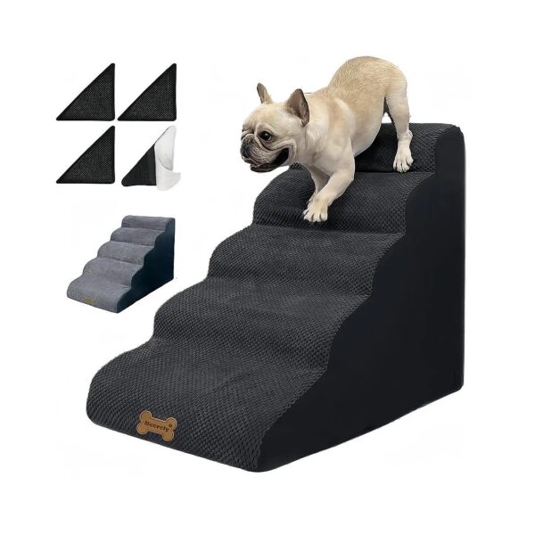 Multi-Step Dog Stair with Adjustable Height for Small to Large Breeds and Washable Cover