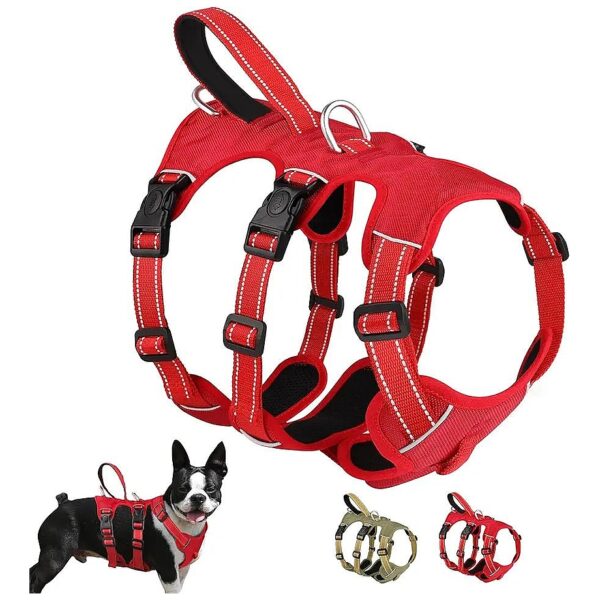 Multi-Use Escape Proof Dog Harness for Medium Large Dogs with Reflective Straps