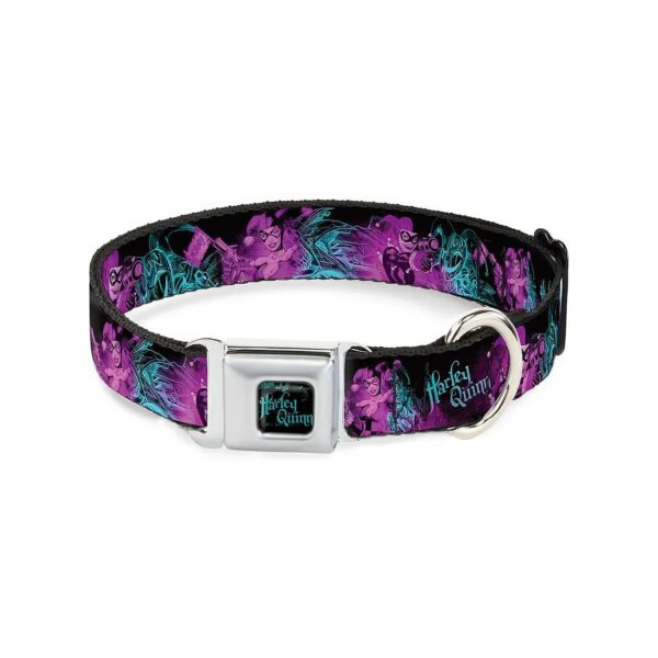 Multicolor Dog Collar with Harley Quinn and Joker Sketch Designs