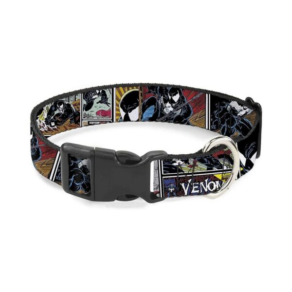 Multicolor Dog Collar with Venom Comic Book Panels for 9-15" Neck