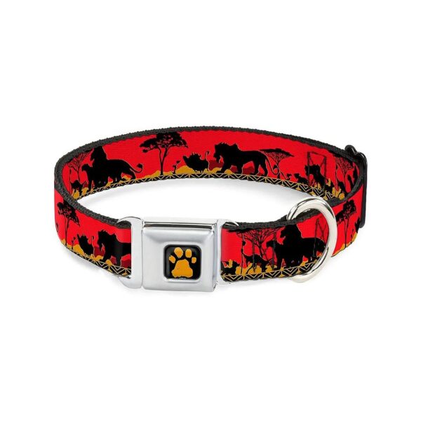 Multicolor Polyester Buckle Seatbelt Dog Collar Mufasa Simba Silhouette 16 23 inches