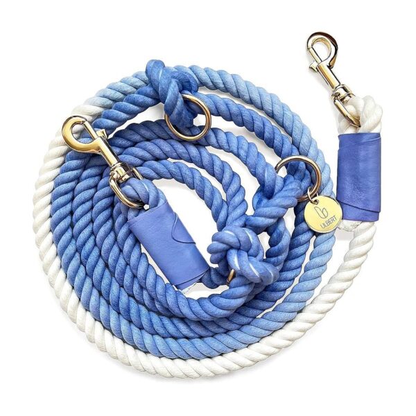 Multifunctional Adjustable Cotton Rope Dog Leash with Swivel Hook for Running Hiking