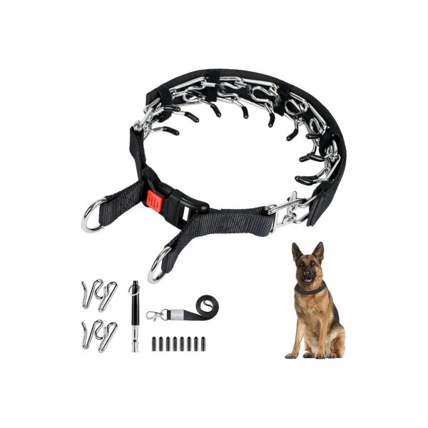 Multifunctional Prong Pinch Collar with Dog Whistle for Medium to Large Breed Dogs