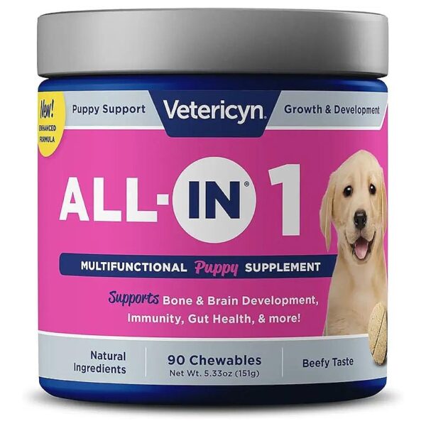 Multifunctional Supplement for Puppies with Antioxidants, Vitamins, and Omega Fatty Acids