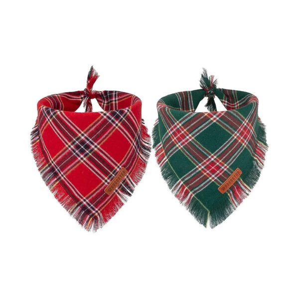 Multiple Sizes Available Stylish Christmas Dog Bandanas for Small Dogs with Tassels Edges