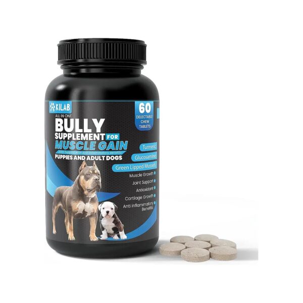 Muscle Builder Supplement for Dogs with Turmeric, Glucosamine, and Green Lipped Mussels