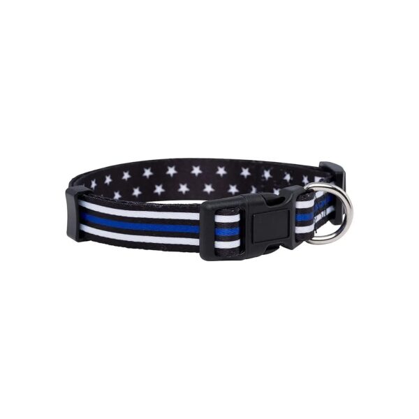 Native Pup's Durable Thin Blue Line Flag Dog Collar for Medium-Sized Dogs