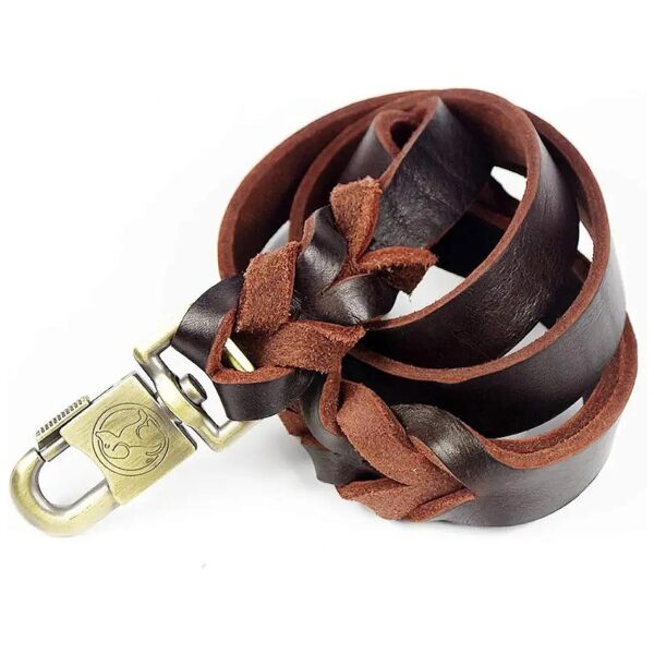 Natural Brown Leather Dog Leash for Large Medium Small Breeds Water Resistant