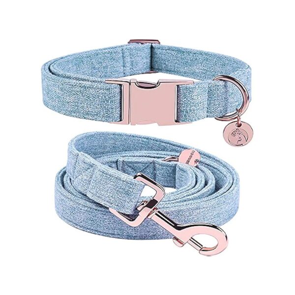 Natural Cotton Dog Collar and Leash for Sweat-Easy Small Medium Large Dogs