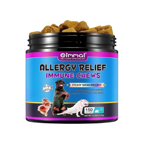 Natural Dog Allergy Relief Chews with Omega 3, Pumpkin, and Enzymes