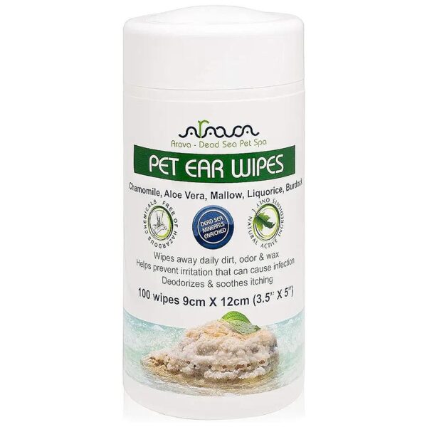 Natural Ear Cleansing Wipes for Dogs and Cats - Medicated Deodorizer