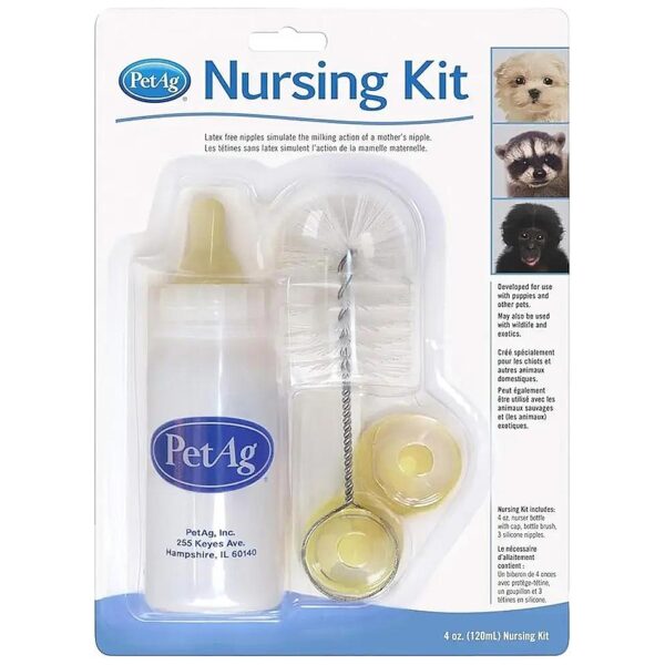 Natural Feeding Pet Nursing Kit for Baby Animals with 4oz Bottle and Nipples