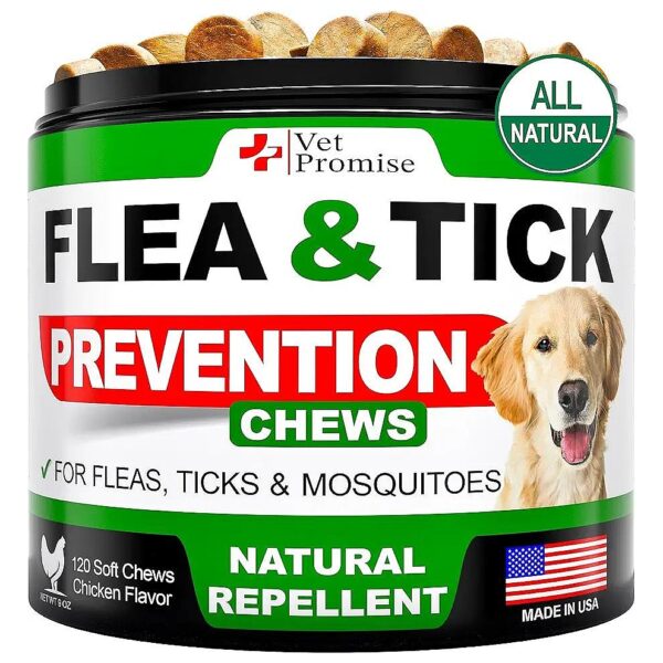 Natural Flea And Tick Prevention For Dogs - 120 Tablets Made In The USA