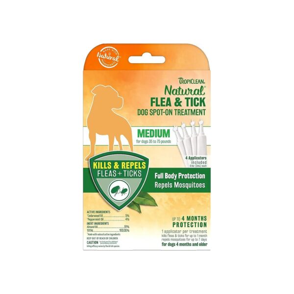 Natural Flea Tick Spot Treatment for Medium Dogs - Safe and Effective Repellent