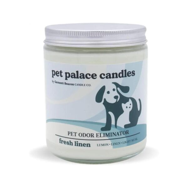 Natural Fresh Linen Pet Odor Eliminator Candle for Indoor Use