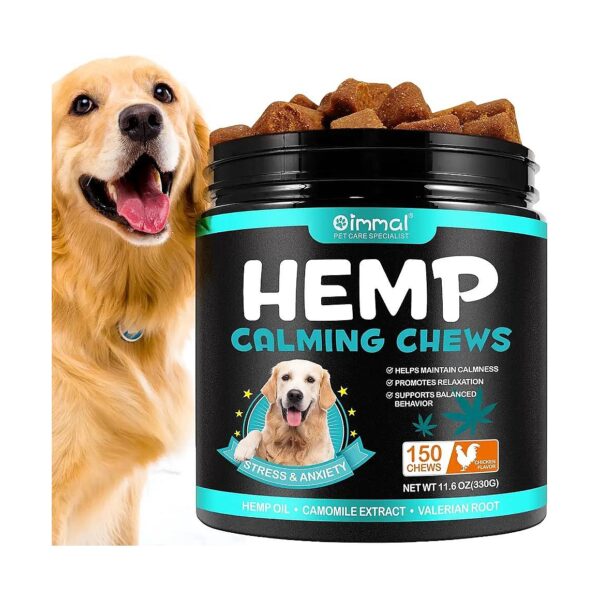 Natural Hemp Calming Chews for Dogs with Anxiety Relief Chicken Flavor Treats