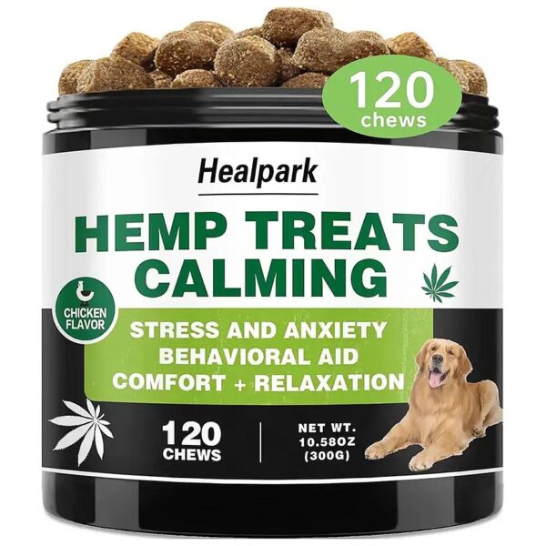 Natural Hemp Oil and Valerian Root Dog Calming Chews for Anxiety and Stress Relief