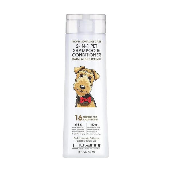 Natural Ingredients 2-in-1 Pet Shampoo and Conditioner for Dogs and Cats