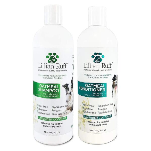 Natural Oatmeal Pet Shampoo and Conditioner for Soft, Shiny Coats and Itch Relief