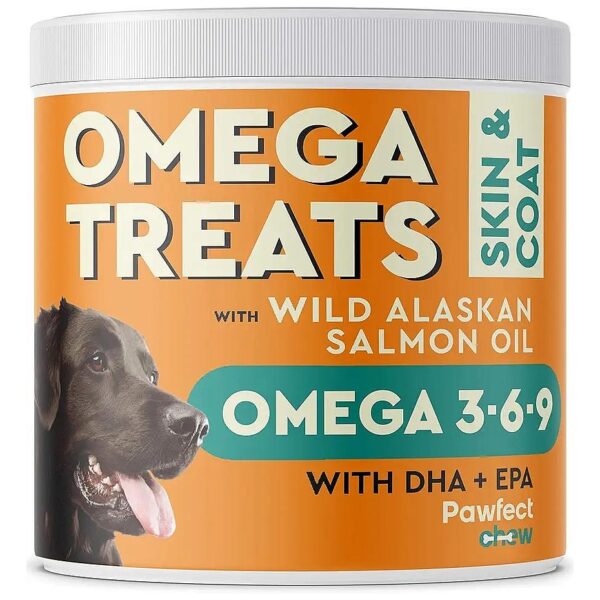 Natural Omega 3 Chews for Dogs - Skin and Coat Health with Salmon Fish Oil and Algae