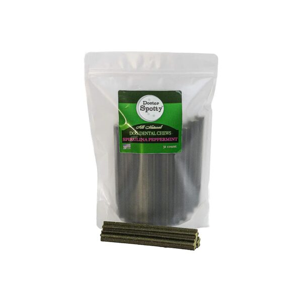 Natural Peppermint Dog Dental Chews with Spirulina and Turmeric for Optimal Oral Health