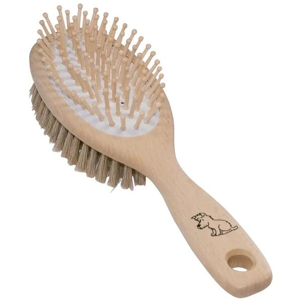 Natural Pig Bristle Dog Brush with Waxed Beechwood Handle