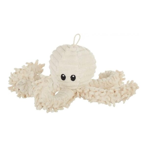 Natural Plush Octopus Dog Toy with Squeaker and Crinkle Paper for Medium to Large Breeds