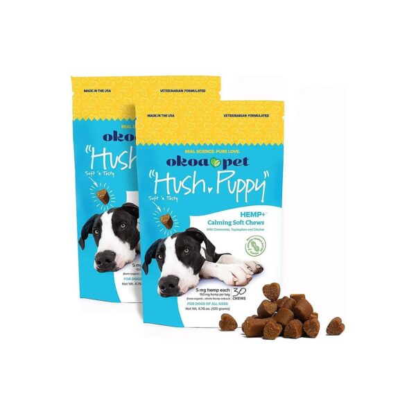 Natural Stress Relief for Dogs with Hemp and Peanut Butter Flavor Soft Chews