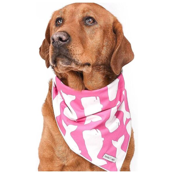 Nautical Dog Bandanas for Large Dogs - Pink Whale Design - Durable and Machine Washable