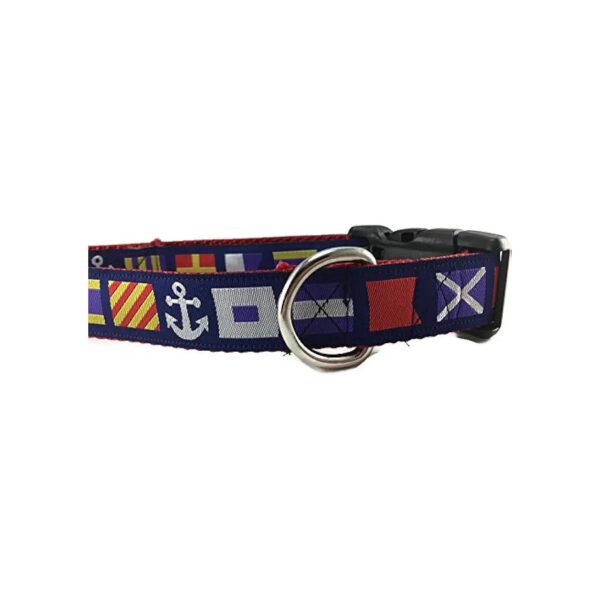 Nautical Flag Nylon Dog Collar Medium to Large Size Adjustable