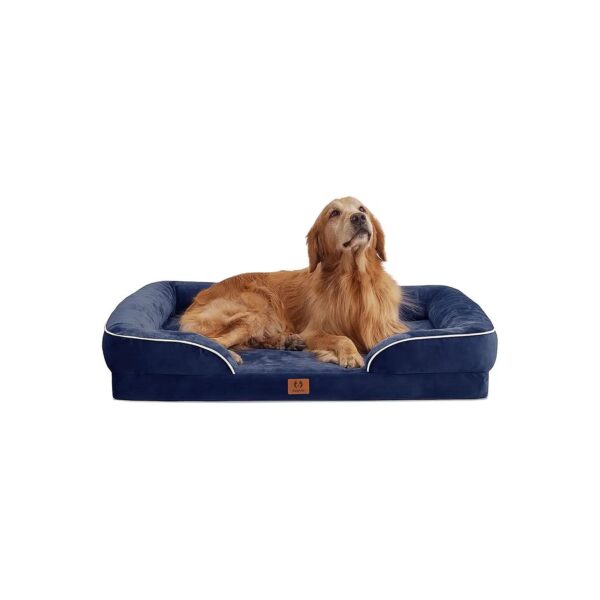 Navy Blue Orthopedic Dog Bed with Supportive Foam for Extra Large Dogs Up to 90 lbs