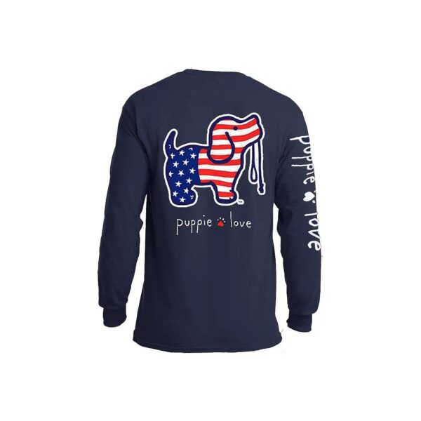 Navy Blue Unisex Long Sleeve T-Shirt with Rescue Dog Graphics from USA Manufacturer