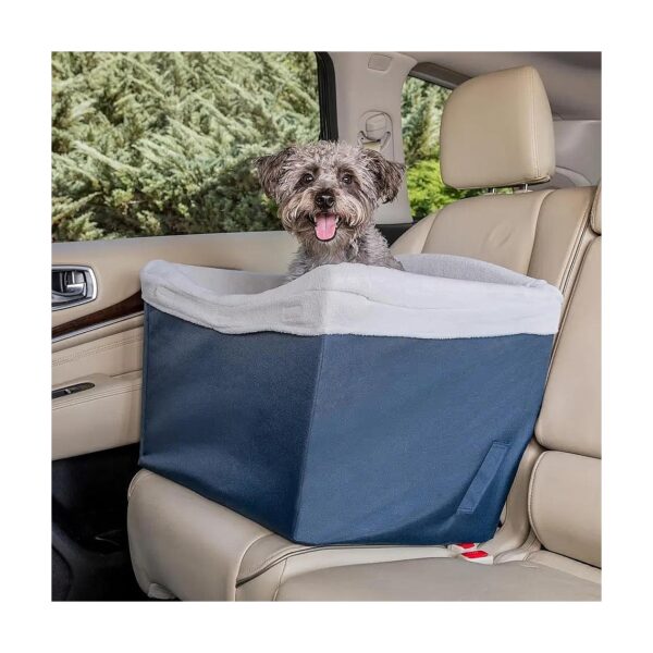 Navy Dog Car Seat with Soft Fleece Liner and Pillows for Safety and Comfort