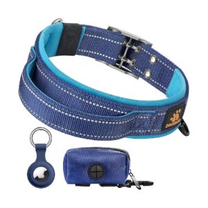 Neoprene Padded Adjustable Dog Collar with Reflective Strip for Small Medium Large Dogs