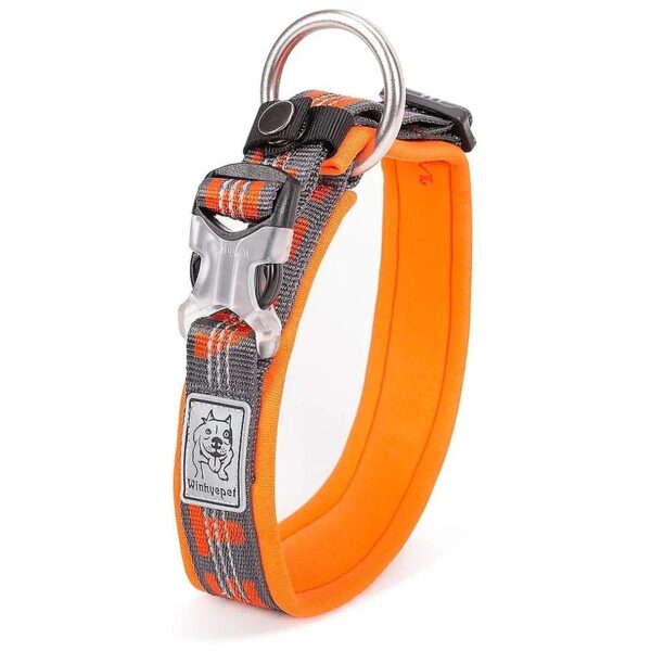 Neoprene Padded Reflective Dog Collar for Large Medium Small Size Dogs Durable Orange