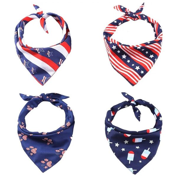 New American Flag Dog Bandanas for Small Medium Large Dogs and Cats Triangle Bibs