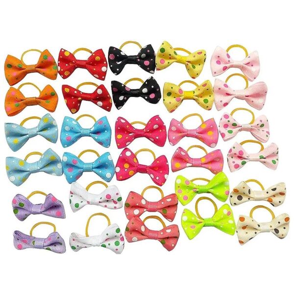 New Curly Hair Pet Accessory Collection with Rubber Dot Ribbon Bows for Dogs