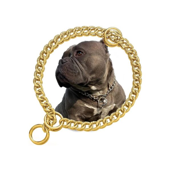 New Design Gold Collar for Dogs with Diamonds Corrugation and Adjustable Length