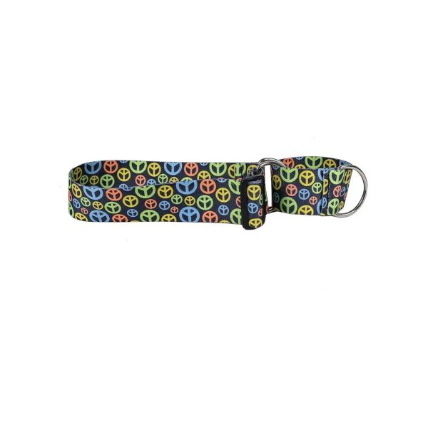 New Small Breed Dog Collar with Neon Peace Signs for Small Breeds