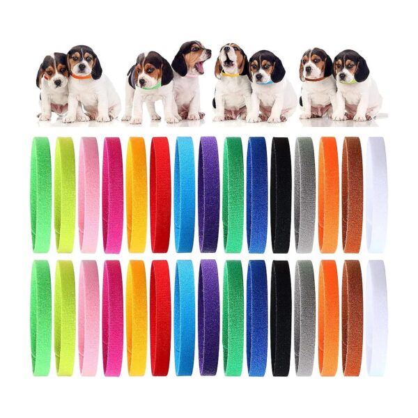 Newborn Pet Identification Collars Soft Colorful Adjustable Whelp ID Bands