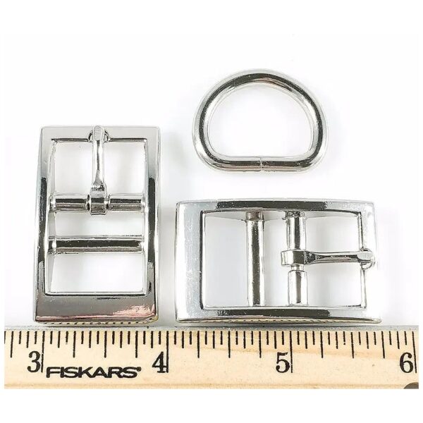 Nickel Finish Dog Collar Buckles with Dee Rings 3/4 inch, 12 Sets