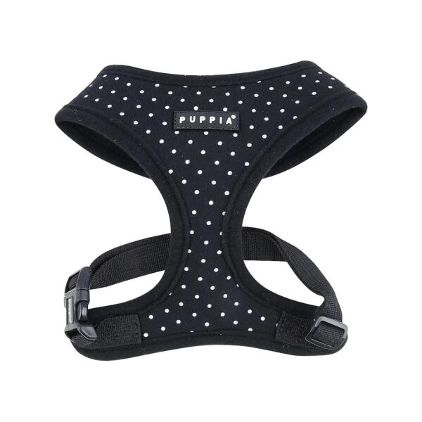 No Pull No Choke Black Polka Dot Cotton Harness for Small and Medium Dog Walking Comfort